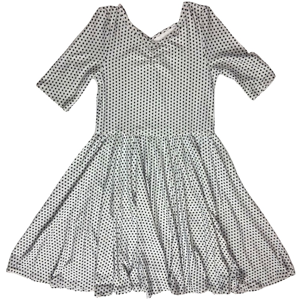 Dot Dot Smile Girls 8 10 Black White Star Ballerina Twirl Dress 3/4 Sleeve NWT